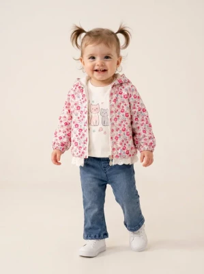 ÇİÇEK DESENLİ DANTEL GARNİLİ KIZ BEBE 3 LÜ TAKIM 6531
