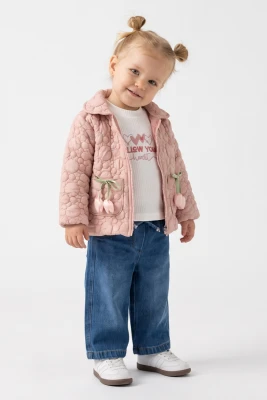 ÇİÇEK DETAYLI KAPİTONE MONTLU 3 LÜ KIZ BEBE TAKIM 3936