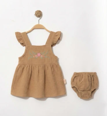 ÇİÇEK NAKIŞLI ÇAMAŞIRLI KIZ BEBE ELBİSE 2003