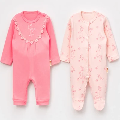 ÇİÇEK NAKIŞLI KIZ BEBE İKİLİ TULUM 3037