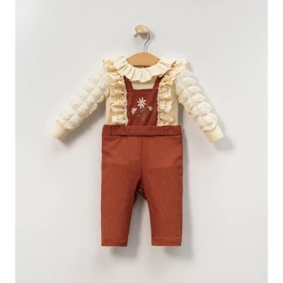 ÇİÇEK NAKIŞLI YAKALI BELLA LACE KIZ BEBE SLOPET 1130