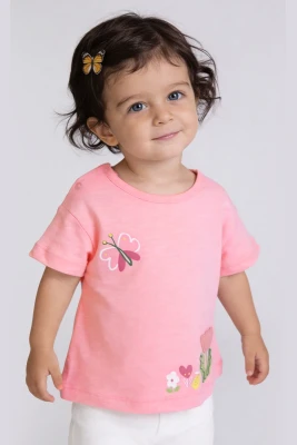 ÇİÇEK VE KELEBEK NAKIŞLI KIZ BEBE BADİ 1566