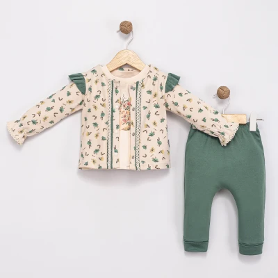 ÇİÇEKLİ PAMUKLU 3 LÜ KIZ BEBE TAKIM 6122