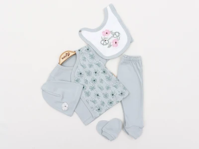 ÇİÇEKLİ PAMUKLU 5 Lİ KIZ BEBE ZIBIN SET 2344