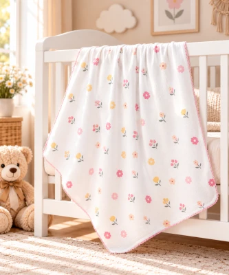 ÇİÇEKLİ PENYE PAMUKLU BEBE BATTANİYE 8011