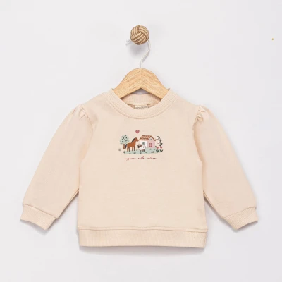 ÇİFTLİK BASKILI 2 İP KIZ BEBE SWEAT 0266-1