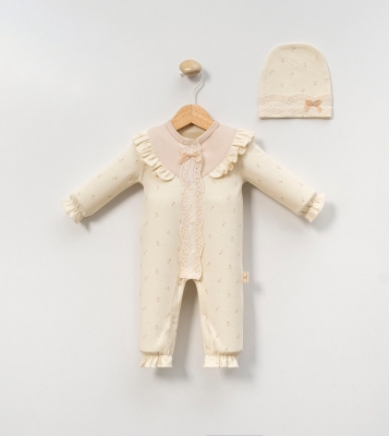 ÇITIR ÇİÇEK BASKILI PENYE KIZ BEBE TULUM 1128