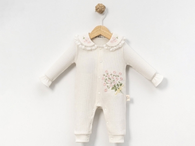 ÇITIR ÇİÇEK NAKIŞLI YAKALI BEBE TULUM 8027