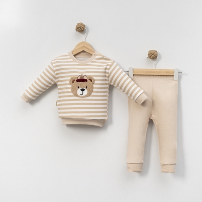 ÇİZGİLİ AYI ASKIDA 2 Lİ BEBE TAKIM 2124
