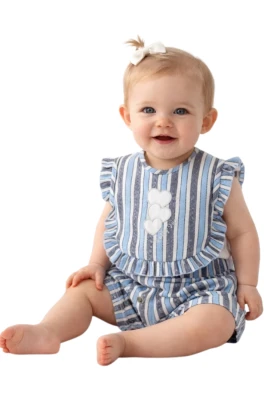 ÇİZGİLİ DOKUMALI KIZ BEBE İKİLİ TAKIM 3307