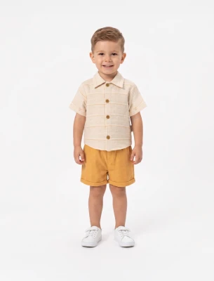 ÇİZGİLİ GÖMLEKLİ ERKEK BEBE TAKIM 3020