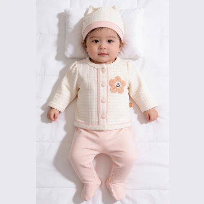 ÇİZGİLİ JAKARLI KIZ BEBE 5 Lİ ZIBIN SET 6263