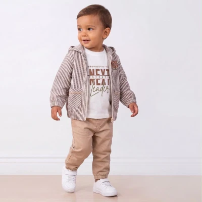 ÇİZGİLİ KAPÜŞONLU 3 LÜ ERKEK BEBE TAKIM 6358