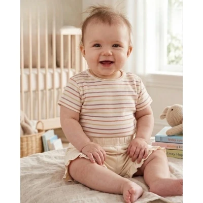 ÇİZGİLİ KIZ BEBE PENYE 2  Lİ TAKIM 14011