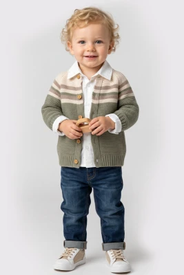ÇİZGİLİ TRİKO GÖMLEKLİ ERKEK BEBE TAKIM 16300