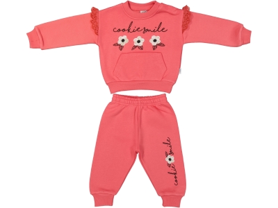 COOKİE SMILE BASKILI 3 İP KIZ BEBE TAKIM 25881