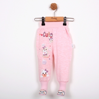 CUTE AYICIK BASKILI ÇORAPLI BEBE TEK ALT 5347