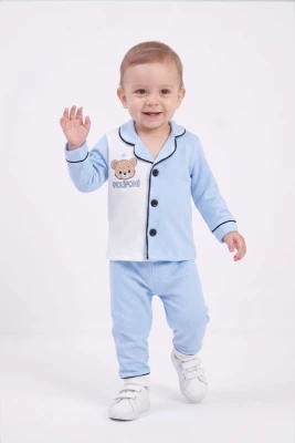 DAMLA DESEN AYICIK YAKALI PİJAMA TAKIMI 4088