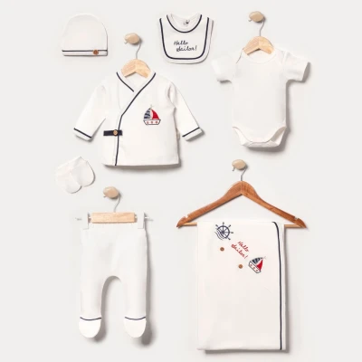 DENİZCİ PAMUKLU ERKEK BEBE 7 Lİ ZIBIN SET 3054