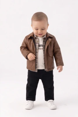 DERİ CEKETLİ 4 LÜ ERKEK BEBE TAKIM 3922