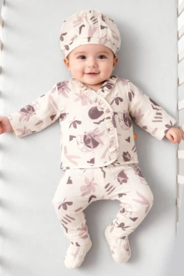 DESENLİ MÜSLİN KIZ BEBE 5 Lİ ZIBIN TAKIM 6243