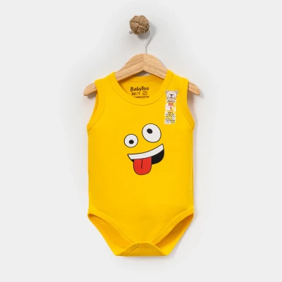 DİLİ ÇIKIK EMOJİ BASKILI ASKILI BEBE ÇITÇITLI BADİ 734502