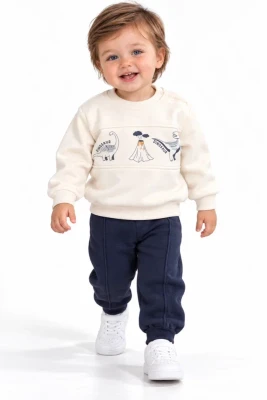 DİNAZOR BASKILI GARNİLİ 3 İP ERKEK BEBE TAKIM 4146