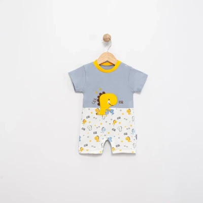 DİNO BASKI VE NAKIŞLI PARÇALI PENYE BEBE TULUM 1454