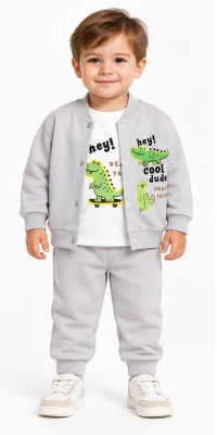 DİNO BASKILI 3 LÜ ERKEK BEBE TAKIM 3113