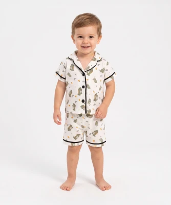 DİNO BASKILI ERKEK BEBE PİJAMA TAKIMI 6077