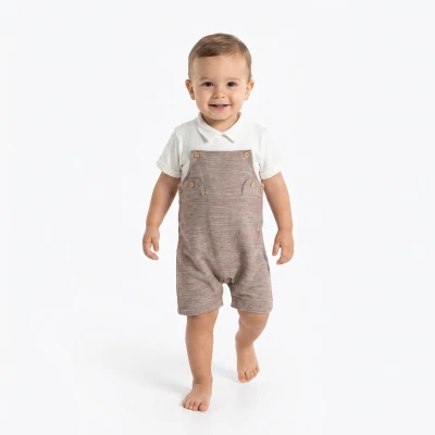 DÜĞMELİ YAKALI ERKEK BEBE TULUM 4023