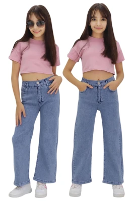 DÜZ MODEL KIZ ÇOCUK KOT PANTOLON 1431