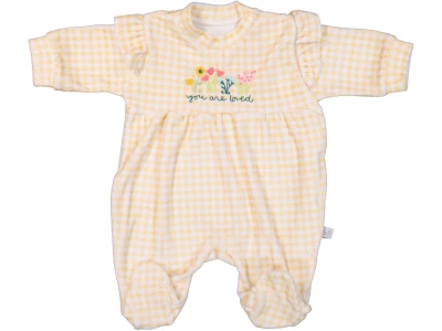 EKOSE BASKILI ÇİÇEK NAKIŞLI KIZ BEBE KADİFE TULUM 2120