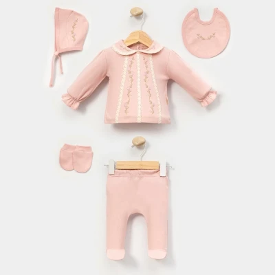 EL İŞİ NAKIŞLI KIZ BEBE 5 Lİ ZIBIN SET 2132