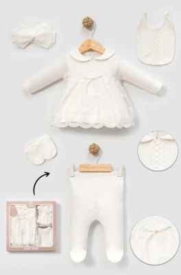 ETEKLİ BANDANALI KIZ BEBE 5 Lİ ZIBIN SET 3000
