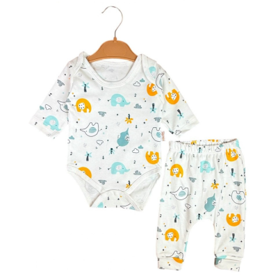 FİL BASKILI BADİLİ 2 Lİ PENYE BEBE TAKIM 50092