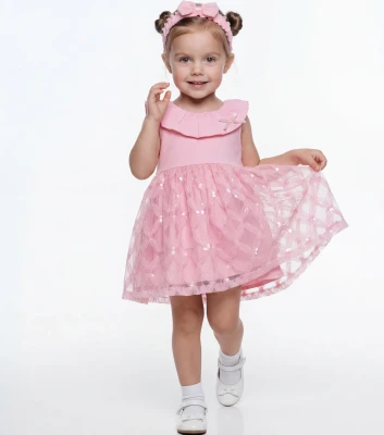 FIRFIR YAKALI PULLU KIZ BEBE ELBİSE 13641