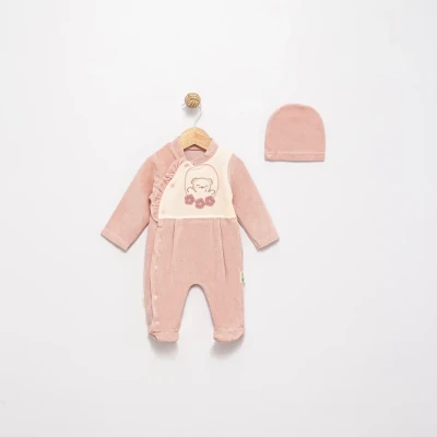FIRFIRLI ÇİÇEKLİ KADİFE BEBE TULUM 1302
