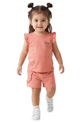 FIRFIRLI ÇİÇEKLİ KIZ BEBE TAKIM 7017