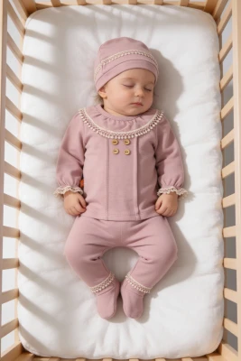 FIRFIRLI DANTELLİ KIZ BEBE 5 Lİ ZIBIN TAKIM 6247