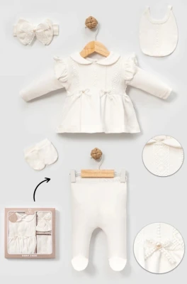 FİSTOLU BANDANALI KIZ BEBE 5 Lİ ZIBIN SET 2099