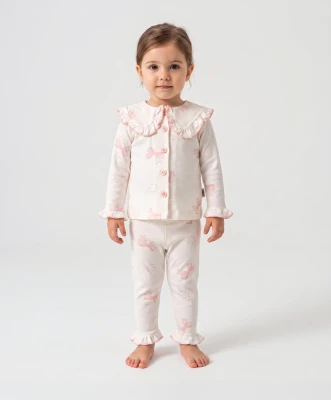 FİYONK BASKILI FIRFIRLI KIZ BEBE PİJAMA TAKIM 1127
