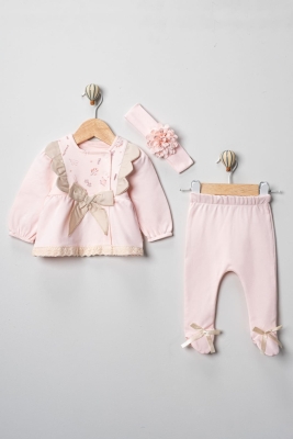 FİYONKLU 3'LÜ BEBE KIZ BEBE TAKIM 2521
