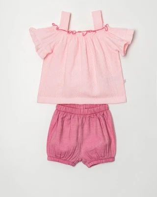 GENİŞ ASKILI ŞORTLU KIZ BEBE İKİLİ TAKIM 2791