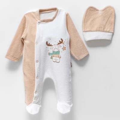 GEYİK BASKILI KADİFE BEBE TULUM 1639