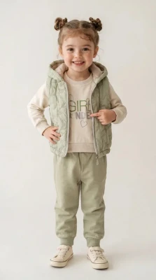 GIRL YELEKLİ KIZ BEBE 3 LÜ TAKIM 1226