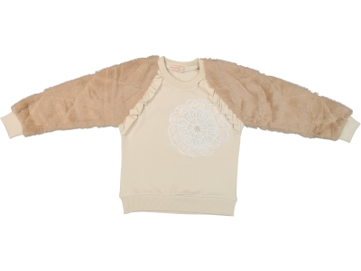 GÖĞÜS ÇİÇEKLİ APLİKELİ 3 İP KIZ ÇOCUK SWEAT 7628