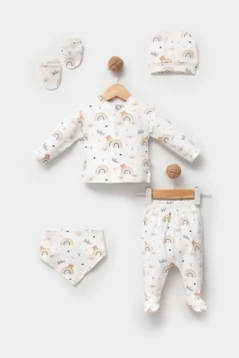 GÖKKUŞAĞI AYICIK BASKILI 5 Lİ BEBE ZIBIN SET 81