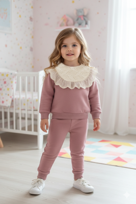 GÖVDE BRODE DETAYLI VE FIRFIRLI İKİLİ BEBE TAKIM 3101