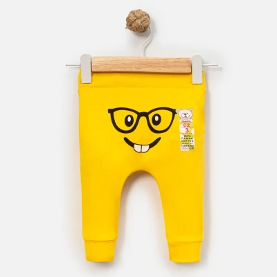 GÖZLÜKLÜ EMOJİ BASKILI MANŞETLİ BEBE TEK ALT 734703